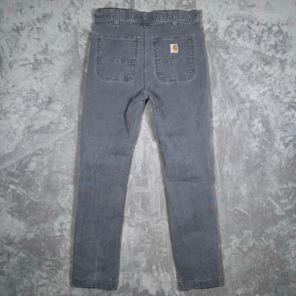 Carhartt Rugged Flex Straight Fit Canvas Work Pants Gray 32x32 - Picture 2 of 7